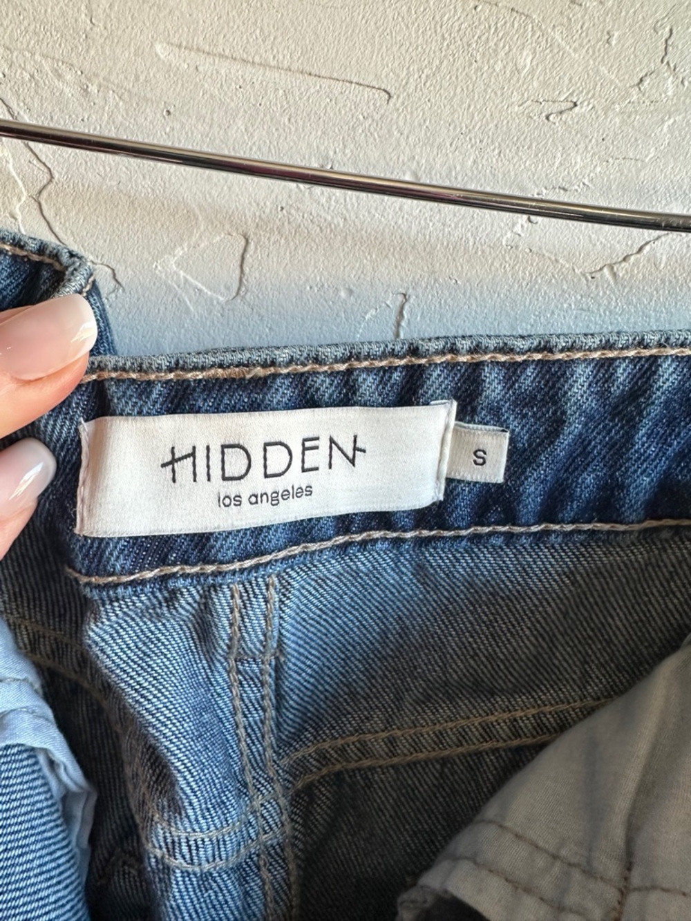 Hidden Los Angeles Denim Midi Skirt High Rise Front Slit Minimalist Y2K 90s Sz S - Picture 10 of 12